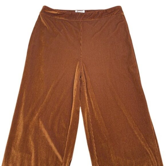 PRINCESS POLLY Velvet Semi Sheer Flare Leg Pants Sz 8 Copper Brown - Picture 3 of 5